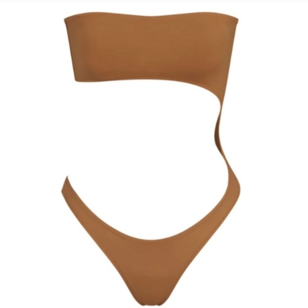 Skims Swim Monokini One piece Cut Out with removable straps almond size 4x nwt